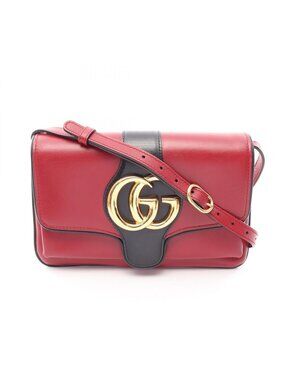 Gucci Shoulder Bag Ali Small GG Marmont Red Black Leather